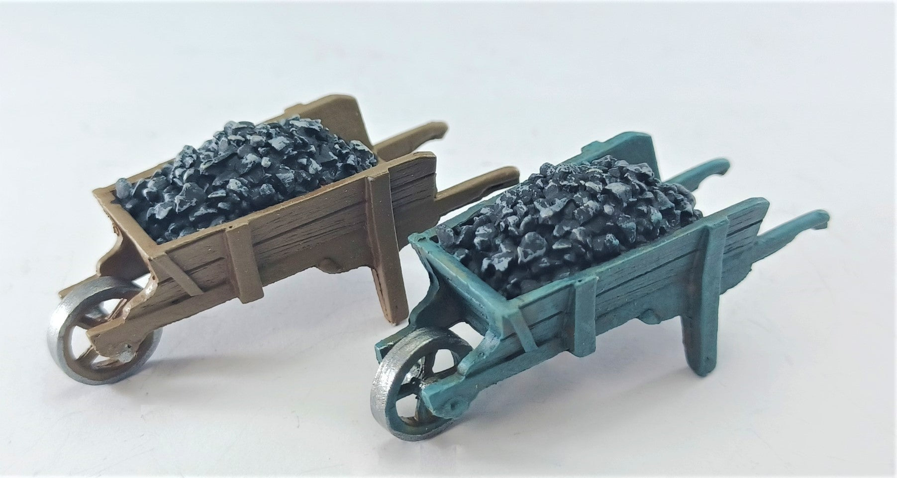 2 Wooden Wheelbarrows - Course Mineral Load