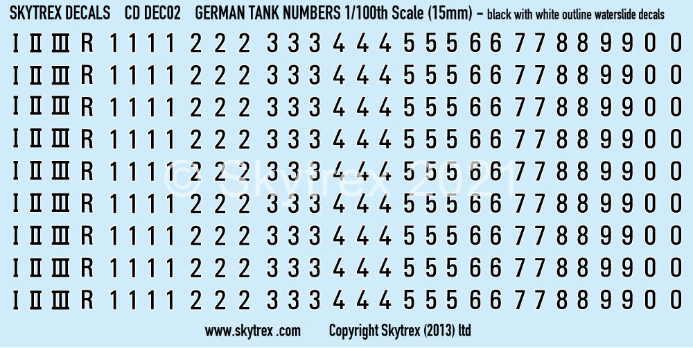 German Tank Numbers - Black (15mm) *NEW*